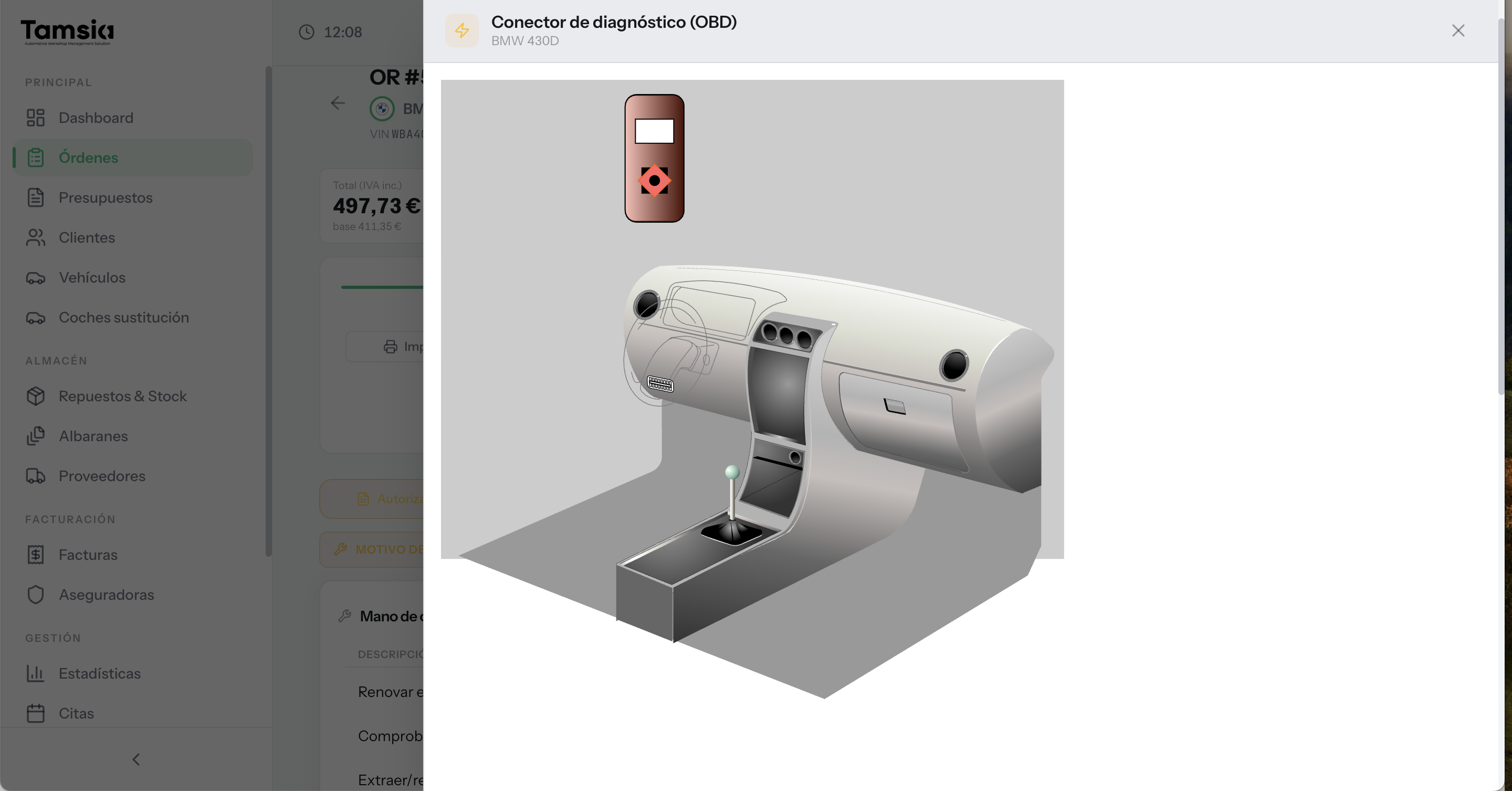 Localización del conector OBD
